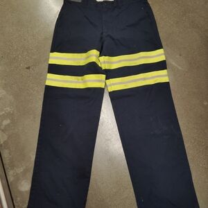 Men's Navy Chinos with Reflective Yellow Stripes